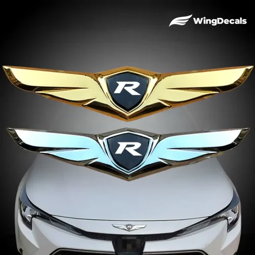 2Pcs For Honda Type R Car Front Hood Ornaments Bonnet Metal Decoration Logo Angel Wings Stickers