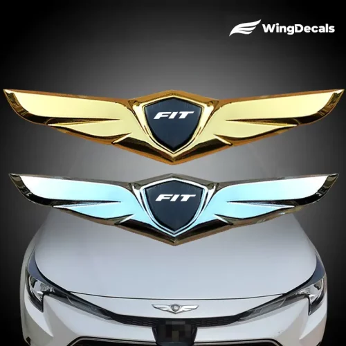 2Pcs For Honda Fit Car Front Hood Ornaments Bonnet Metal Decoration Logo Angel Wings Stickers Hybrid ehev
