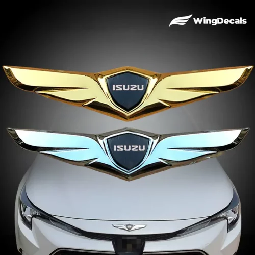 2Pcs For Isuzu Genesis Car Front Hood Ornaments Bonnet Metal Decoration Logo Angel Wings Stickers