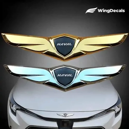 2Pcs For Haval Logo Car Front Hood Ornaments Bonnet Metal Decoration Logo Angel Wings Stickers